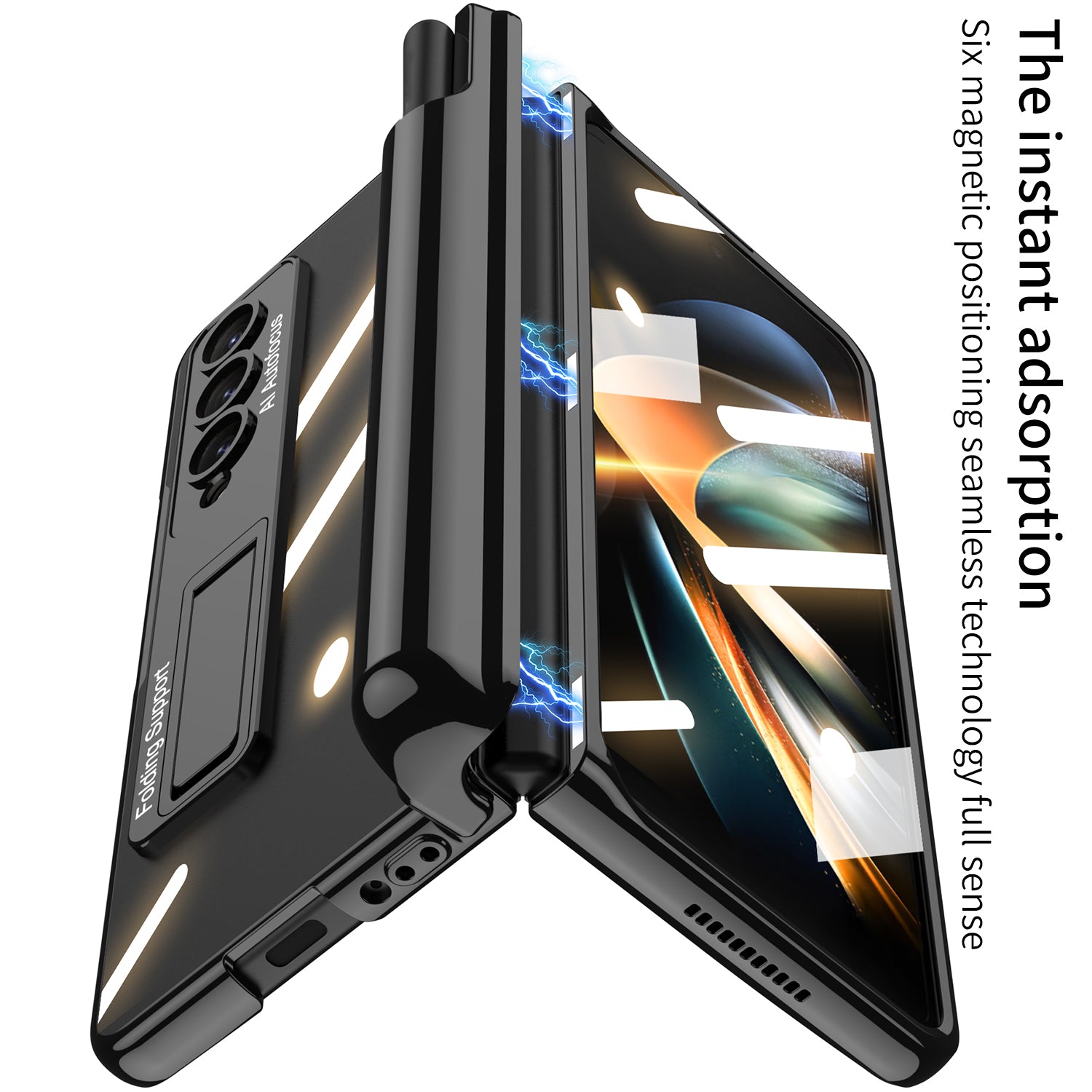 GKK Stødsikker Kickstand-etui til Samsung Galaxy Z Fold4 5G Hard PC-telefontaske med HD-skærmbeskytter GKK Stødsikker Kickstand-etui til Samsung Galaxy Z Fold4 5G Hard PC-telefontaske med HD-skærmbeskytter